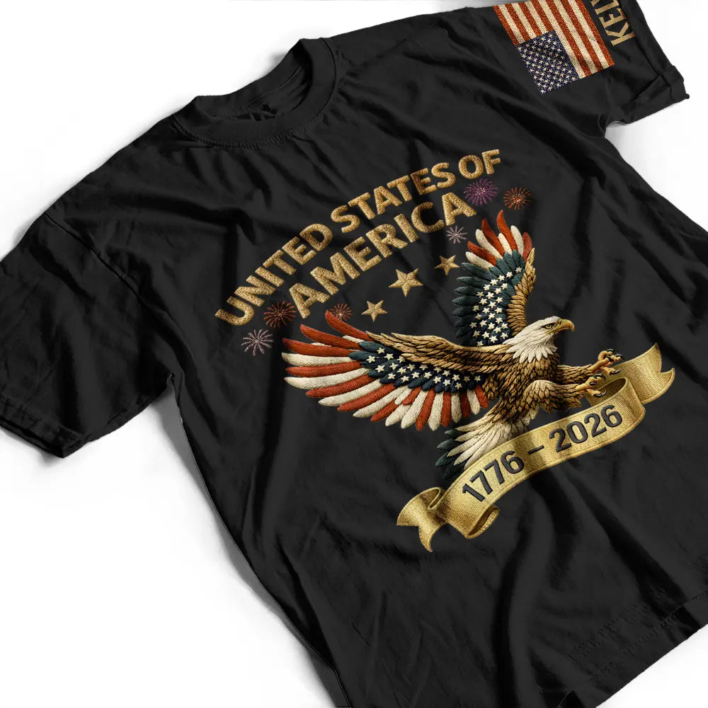 Faux Embroidery Effect America 250th Anniversary - Personalized T Shirt