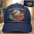 Faux Embroidery Effect USA 250th Anniversary - Personalized Vintage Washed Denim Cap
