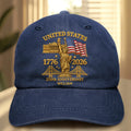 Faux Embroidery Effect America 250th Anniversary - Personalized Vintage Washed Denim Cap