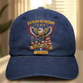 Faux Puff Embroidery Effect 250 Years Of Freedom - Personalized Vintage Washed Denim Cap