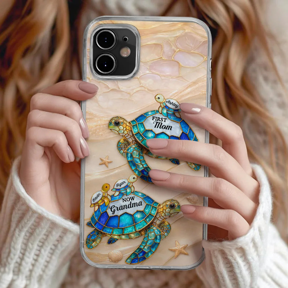 First Mom Now Grandma Turtle - Personalized Clear Phone Case