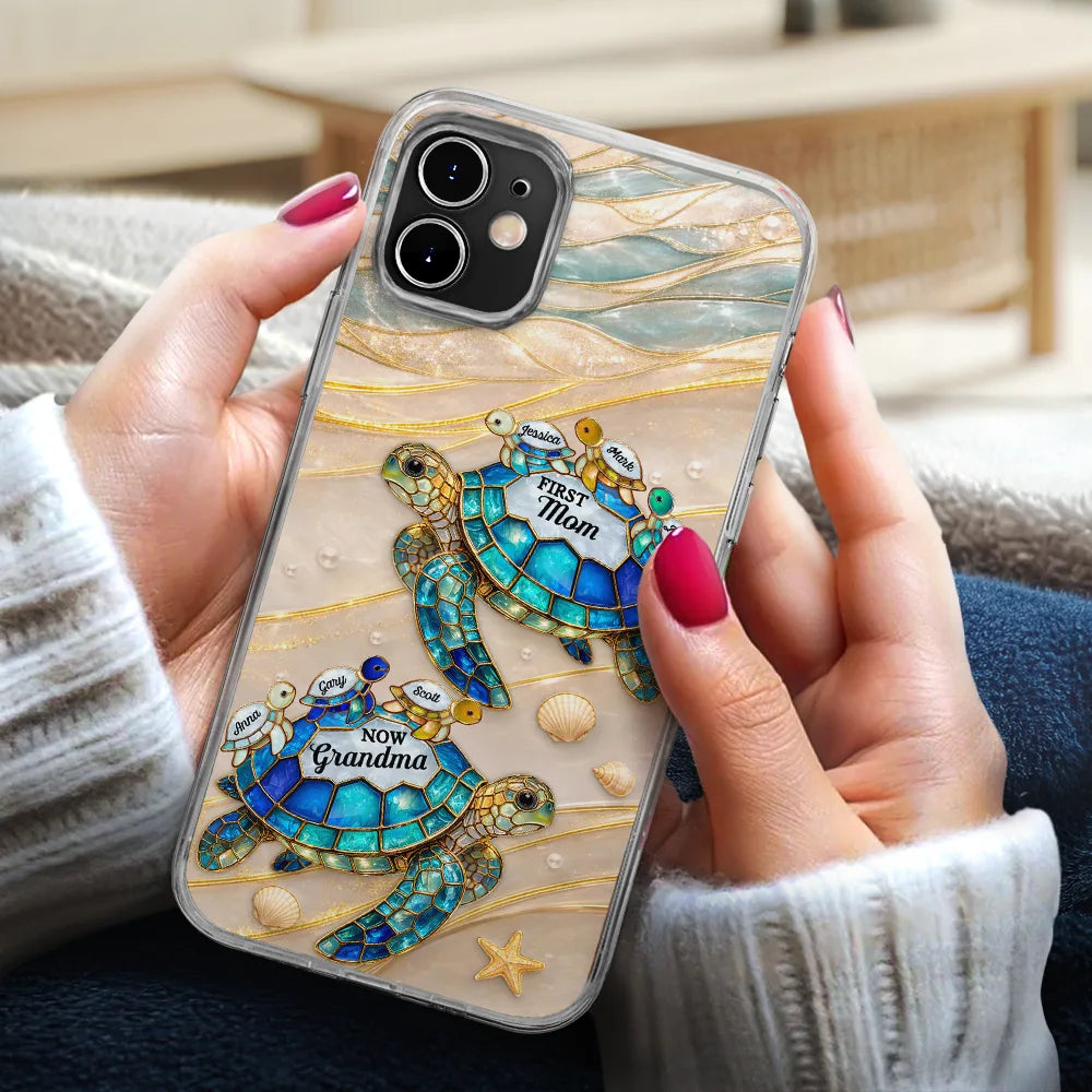 First Mom Now Grandma Turtle - Personalized Clear Phone Case