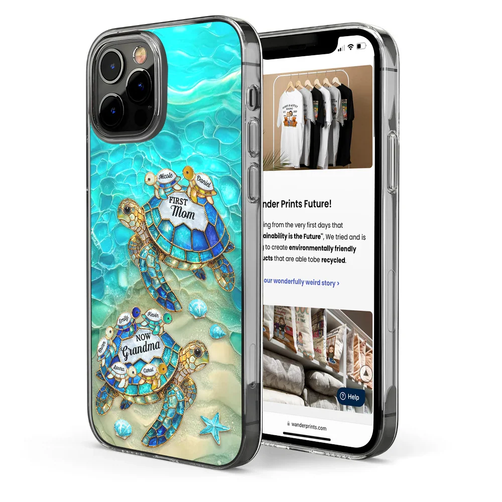 First Mom Now Grandma Turtle - Personalized Clear Phone Case