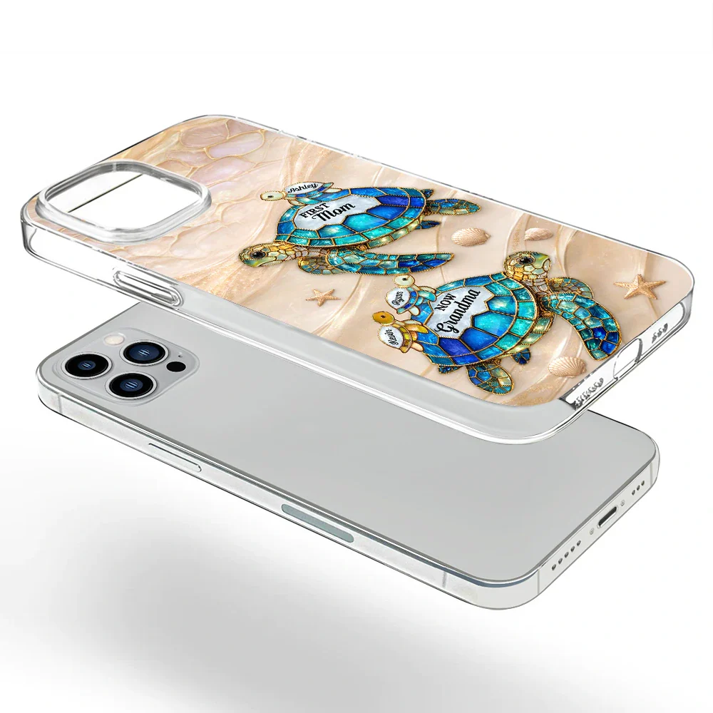 First Mom Now Grandma Turtle - Personalized Clear Phone Case