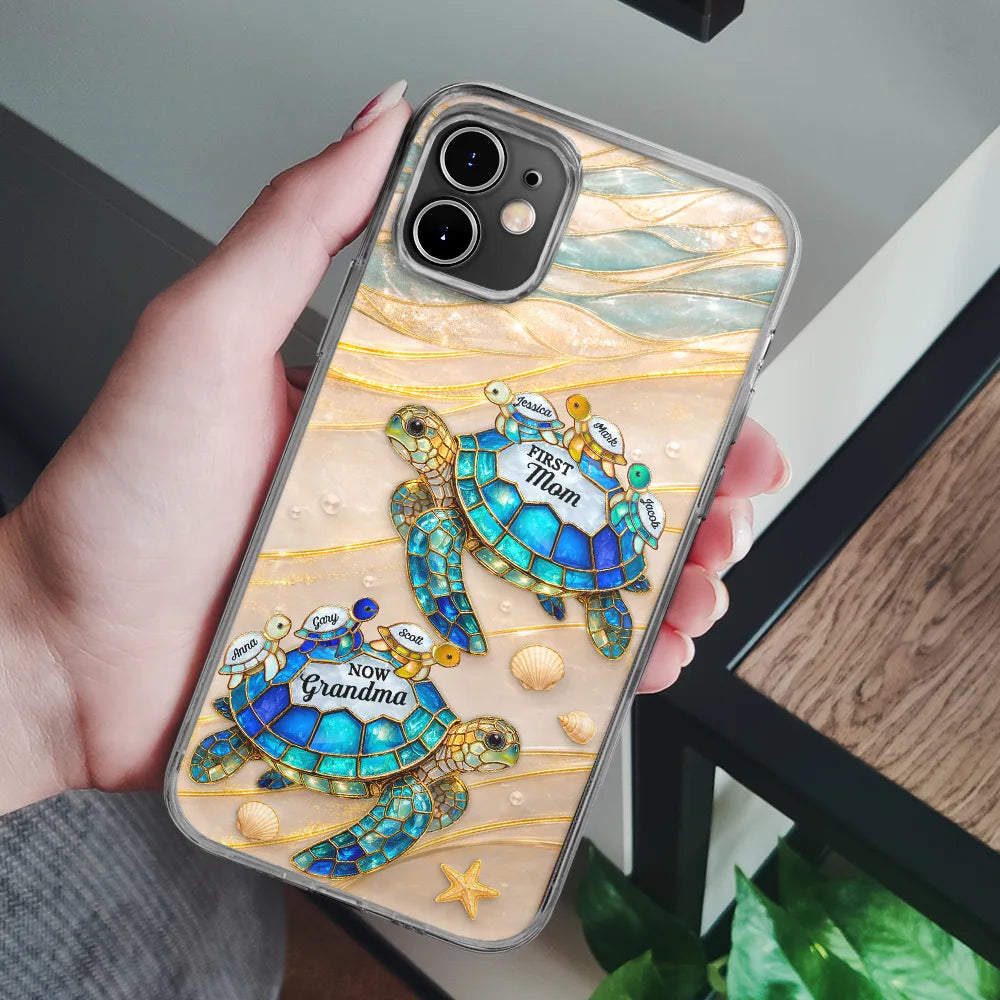 First Mom Now Grandma Turtle - Personalized Clear Phone Case