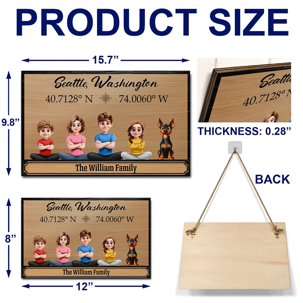 Location Coordinates Welcome To Our Home - Personalized Wood Rectangle Sign