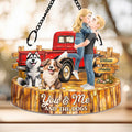 Flannel Couple You & Me And The Dogs - Personalized Window Hanging Suncatcher Ornament