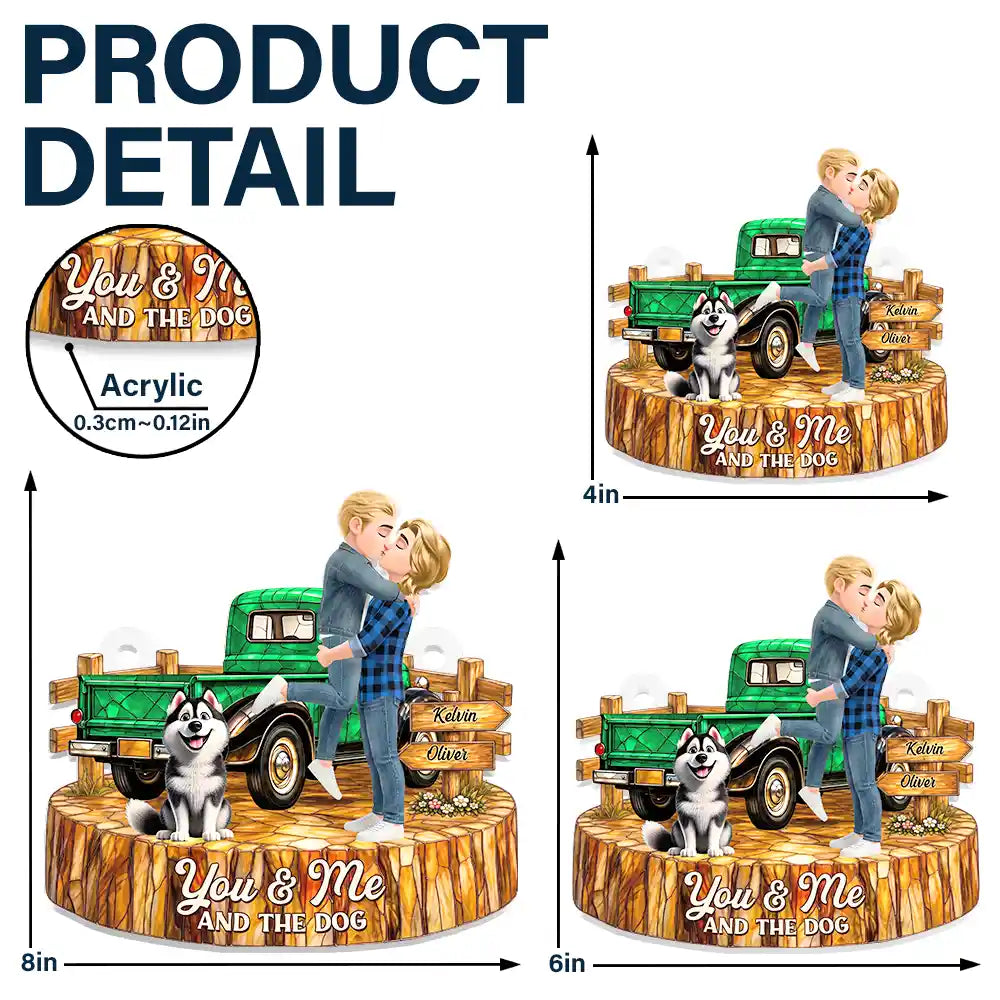 Flannel Couple You & Me And The Dogs - Personalized Window Hanging Suncatcher Ornament