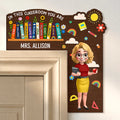 Floral Teacher In This Classroom You Are - Personalized Door Corner Wood Sign