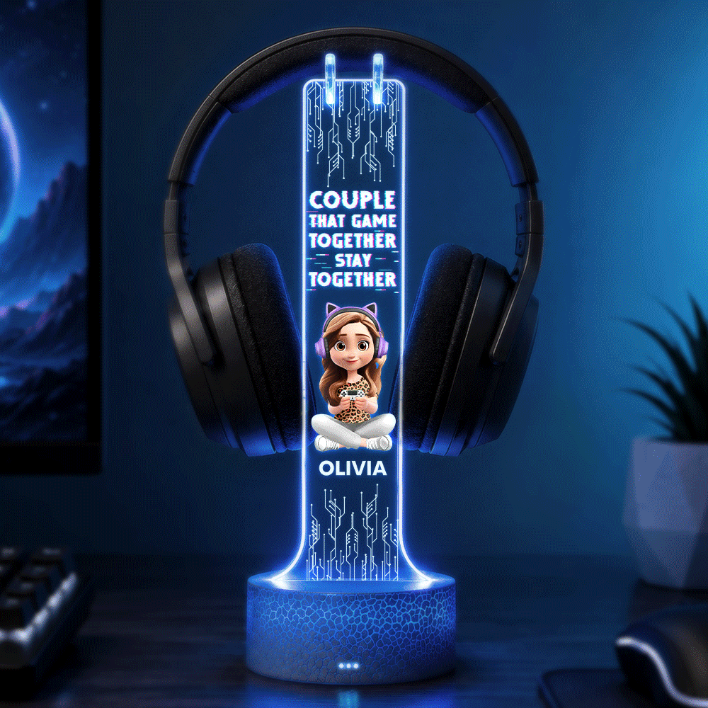 Forever In 2 Player Mode Gaming Couple - Personalized Headphone Stand
