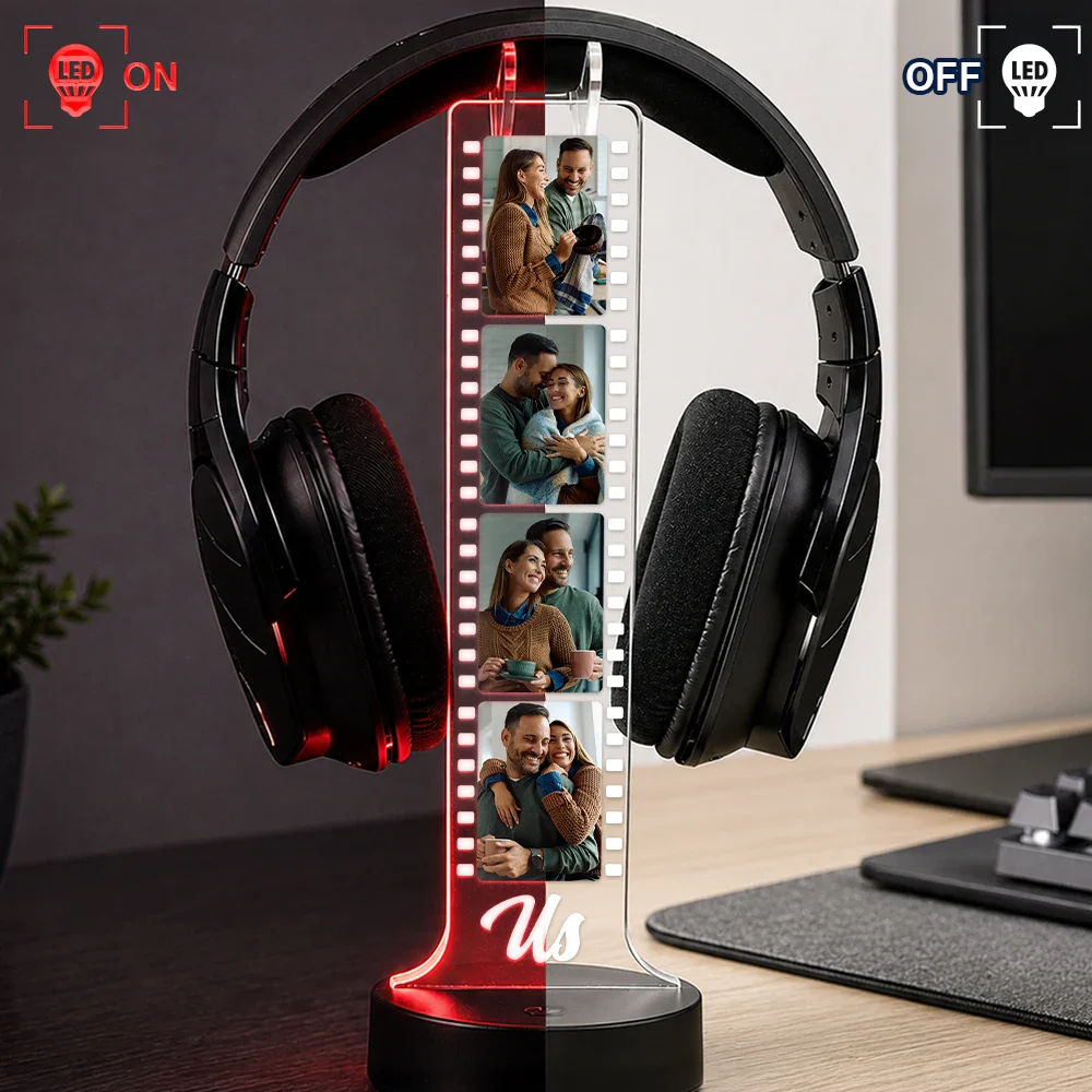 Custom Photo Besties Couple Film Strip - Personalized Headphone Stand