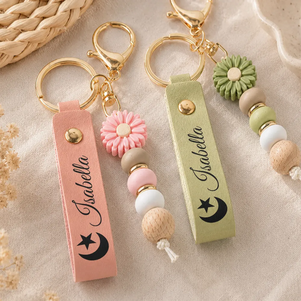 Forever Loved Memorial - Personalized Leather Beaded Keychain