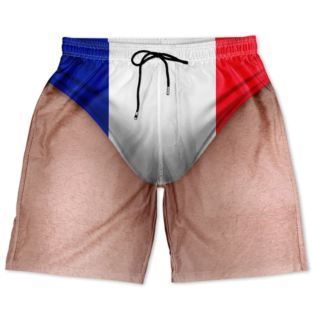 Funny 3D Body Swim Trunks Countries Flag - Personalized Unisex Beach Shorts