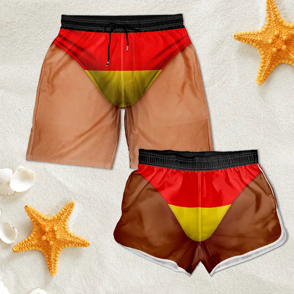 Funny 3D Body Swim Trunks Countries Flag - Personalized Unisex Beach Shorts