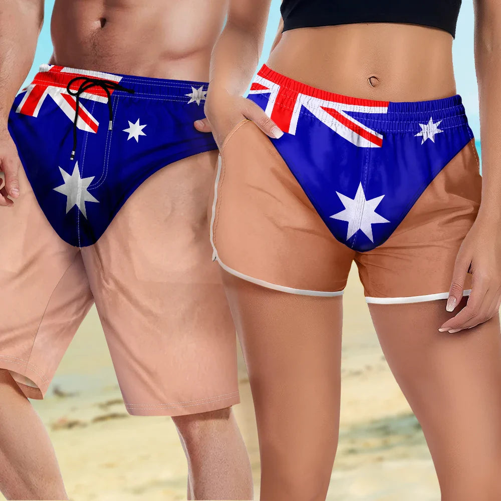 Funny 3D Body Swim Trunks Countries Flag - Personalized Unisex Beach Shorts