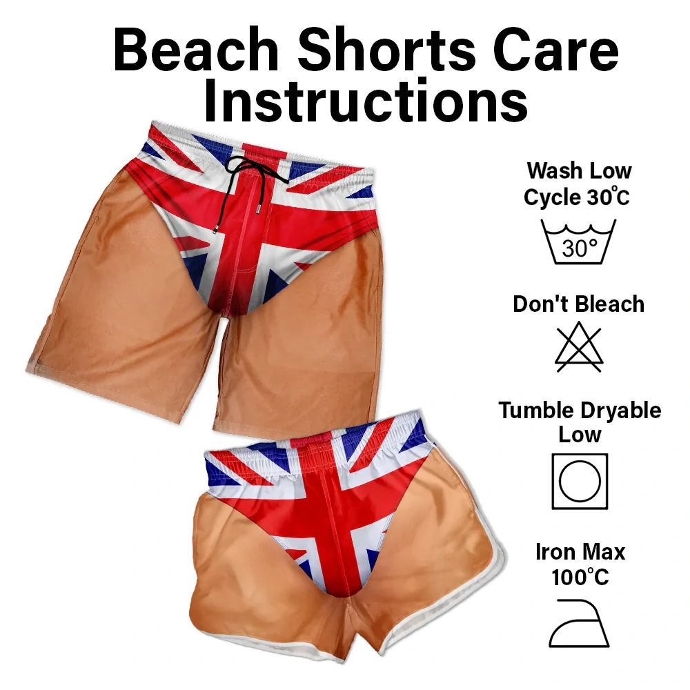 Funny 3D Body Swim Trunks Countries Flag - Personalized Unisex Beach Shorts