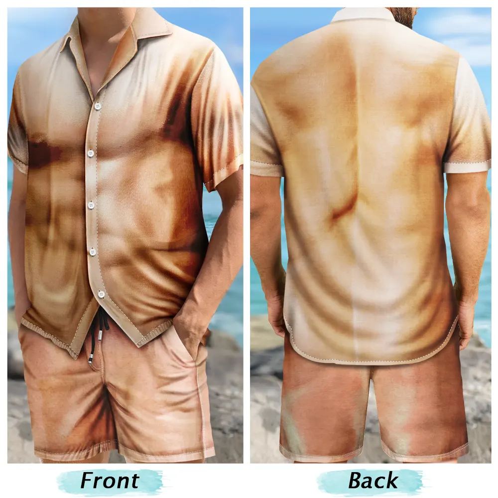 Funny 3D Hairy Body Swimsuit - Personalized Hawaii Set Shirt And Shorts