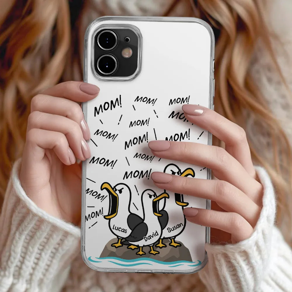 Funny Screaming Seagull - Personalized Clear Phone Case