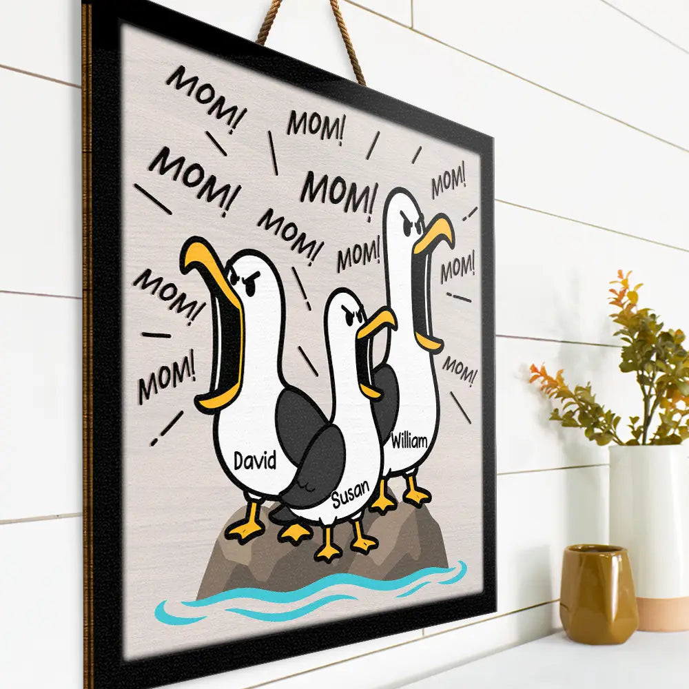 Funny Screaming Seagull - Personalized Custom Shaped Wood Sign