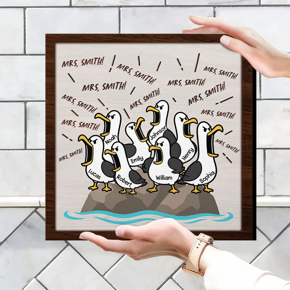 Funny Screaming Seagull - Personalized Custom Shaped Wood Sign