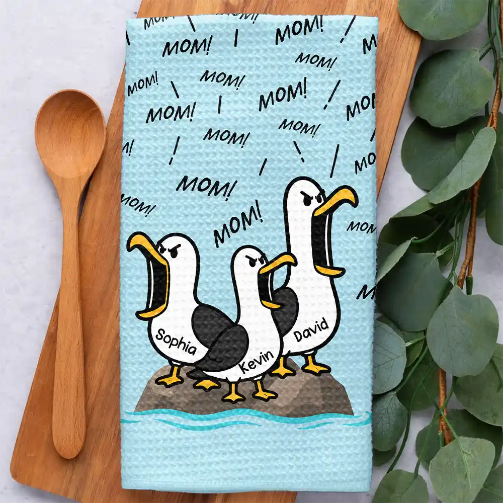 Funny Screaming Seagull - Personalized Kitchen Towel