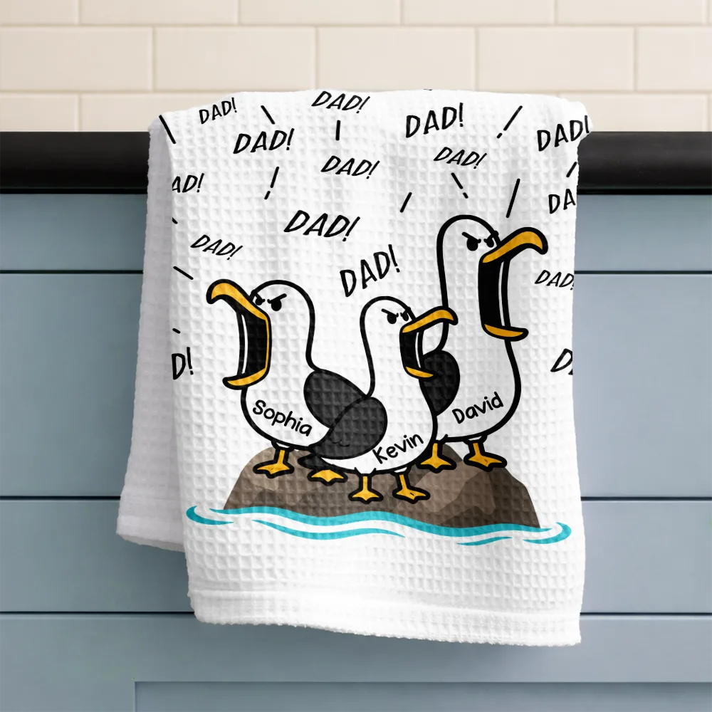 Funny Screaming Seagull - Personalized Kitchen Towel