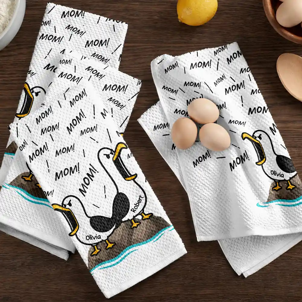 Funny Screaming Seagull - Personalized Kitchen Towel