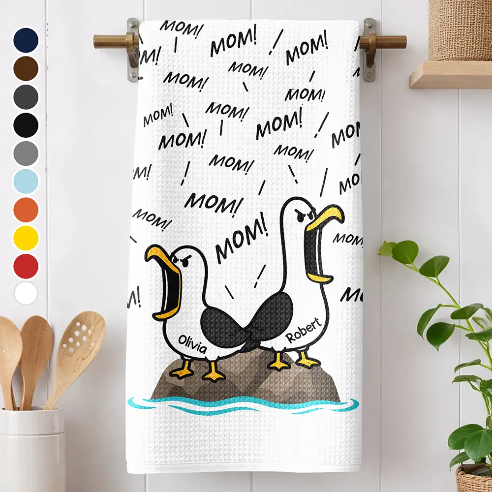 Funny Screaming Seagull - Personalized Kitchen Towel