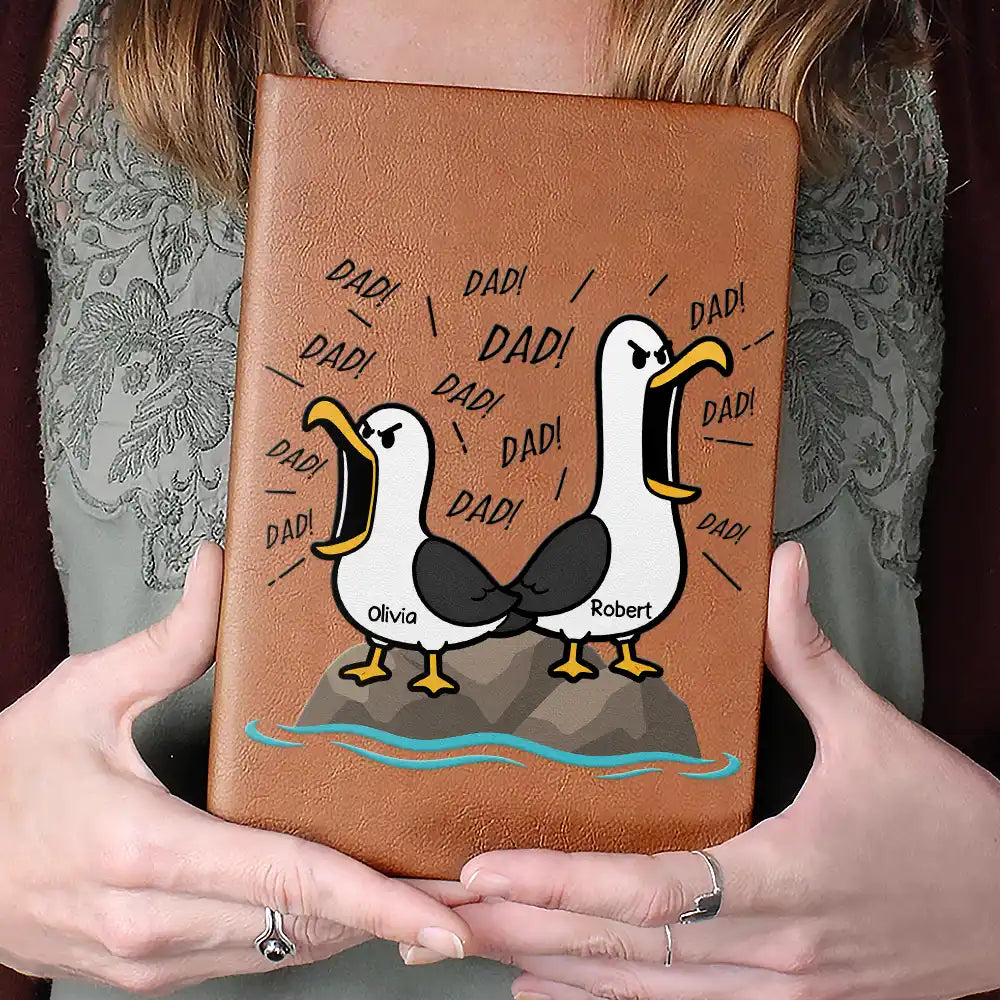 Funny Screaming Seagull - Personalized Leather Journal
