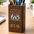 Funny Screaming Seagull - Personalized Pen Holder With Clock
