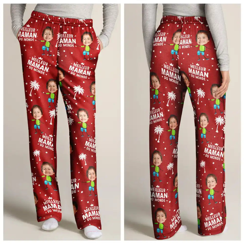 Photo Personnalisable Meilleur Papa Maman Du Monde - Pantalon De Pyjama Personnalisé Pour Enfant