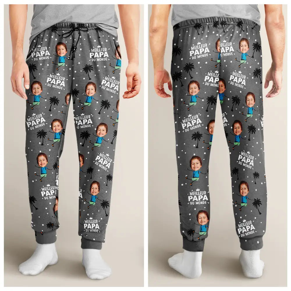 Photo Personnalisable Meilleur Papa Maman Du Monde - Pantalon De Pyjama Personnalisé Pour Enfant