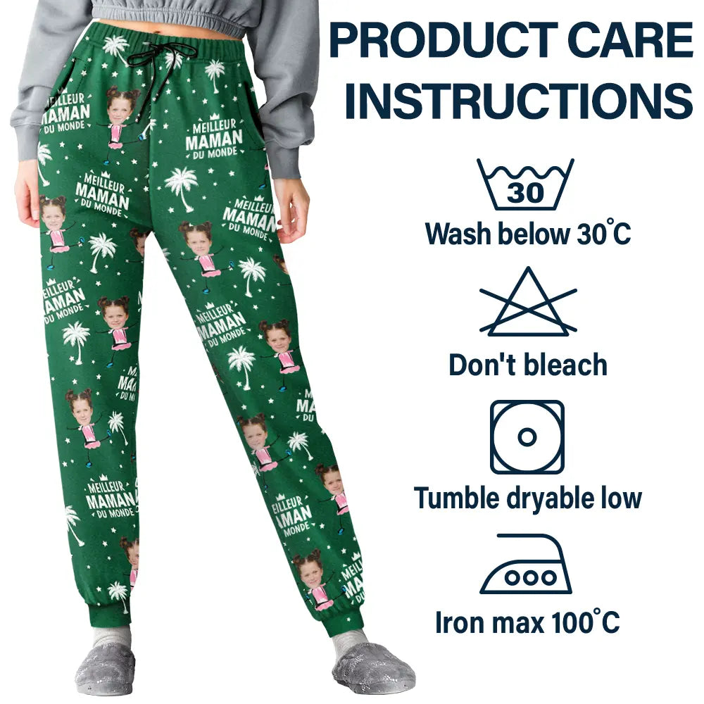 Photo Personnalisable Meilleur Papa Maman Du Monde - Pantalon De Pyjama Personnalisé Pour Enfant