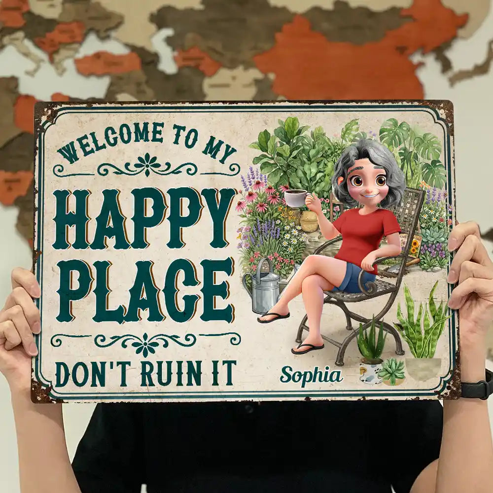 Gardening My Happy Place - Personalized Classic Metal Signs