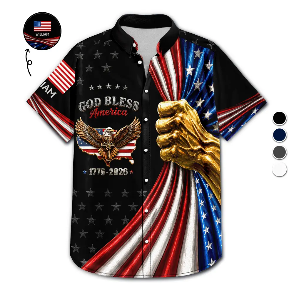 God Bless America - Personalized Hawaiian Shirt
