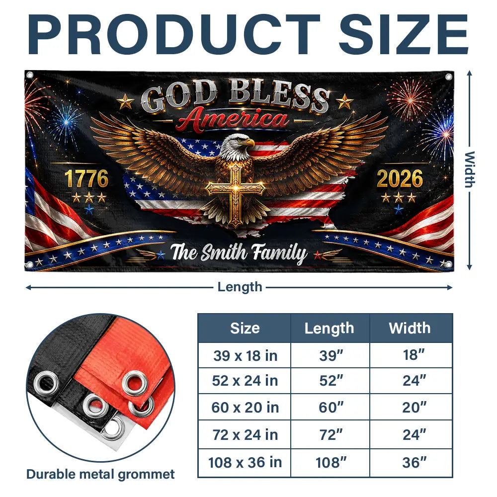 God Bless America - Personalized Horizontal Banner