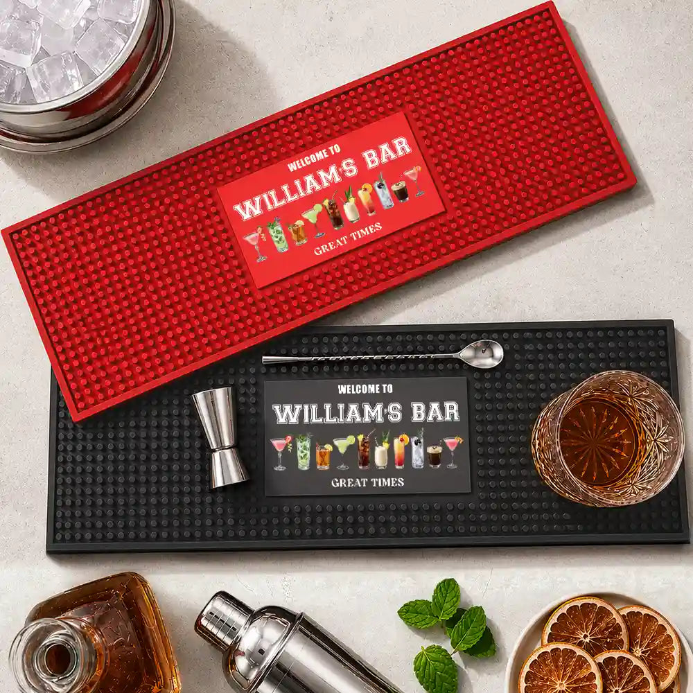 Good Friends Good Drinks Great Times - Personalized Bar Mat