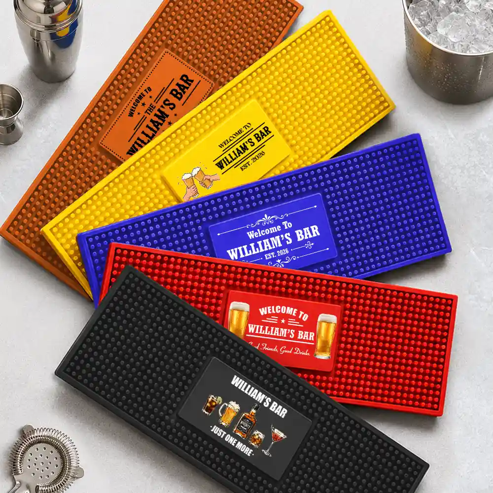 Good Friends Good Drinks Great Times - Personalized Bar Mat