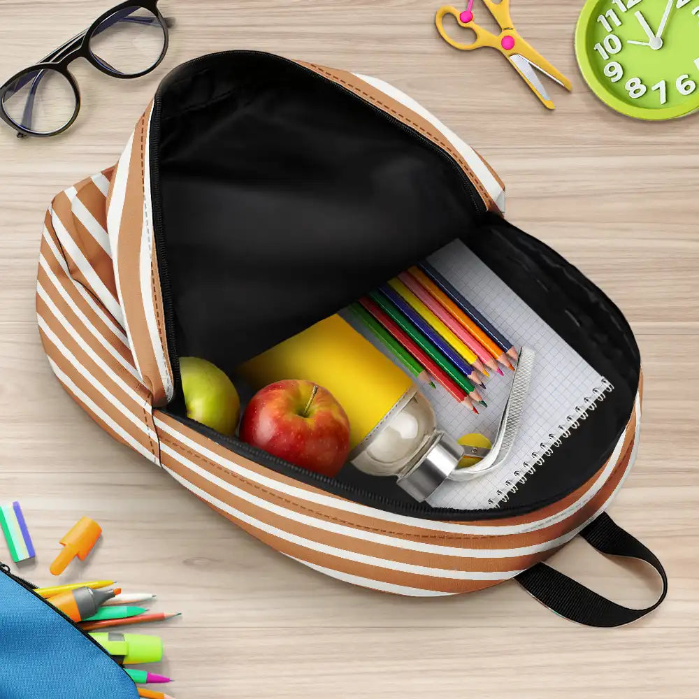 Groovy Stripe Kids & Name - Personalized Canvas Backpack