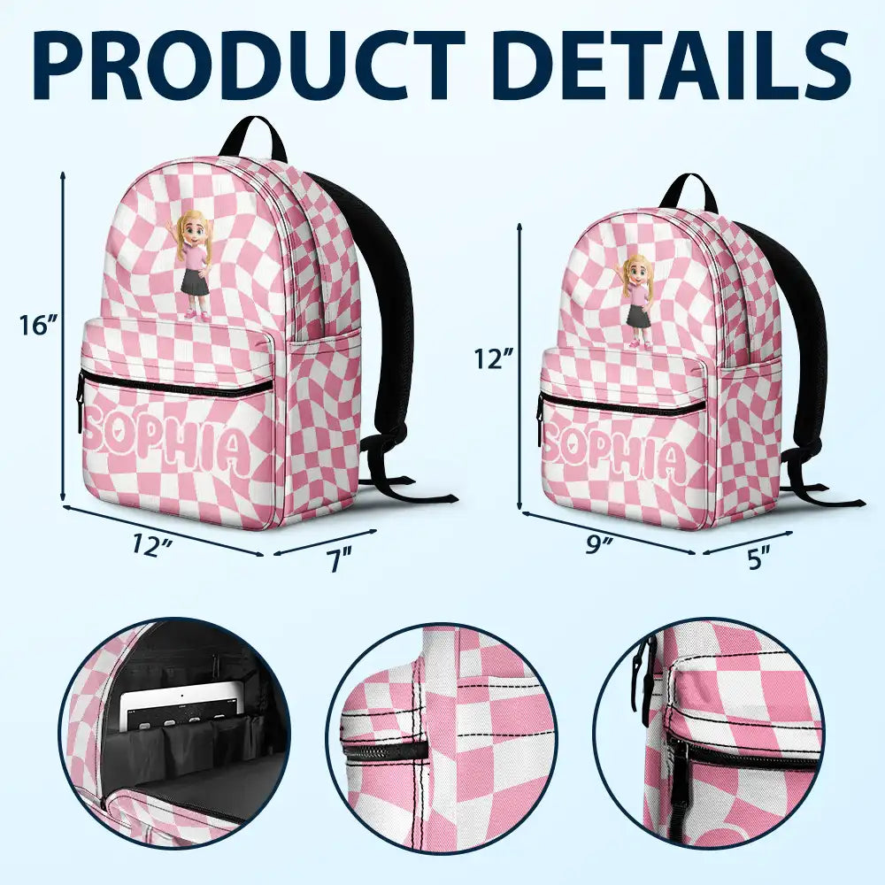 Groovy Stripe Kids & Name - Personalized Canvas Backpack