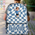 Groovy Stripe Kids & Name - Personalized Canvas Backpack