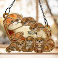 Otter Pups Stained Glass Effect Mom Grandma - Personalized Window Hanging Suncatcher Ornament
