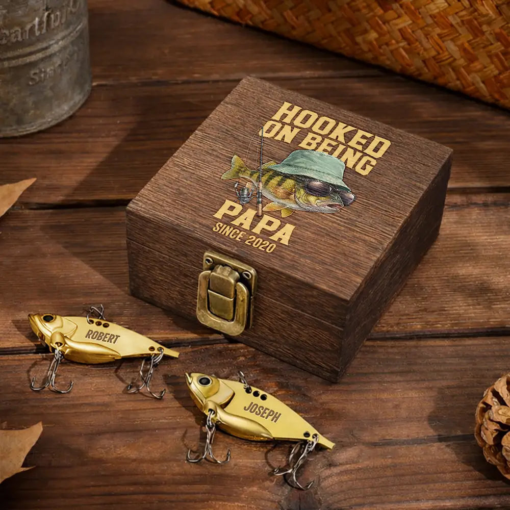 Hooked On Being Grandpa - Personalized Metal Fish Lure Set
