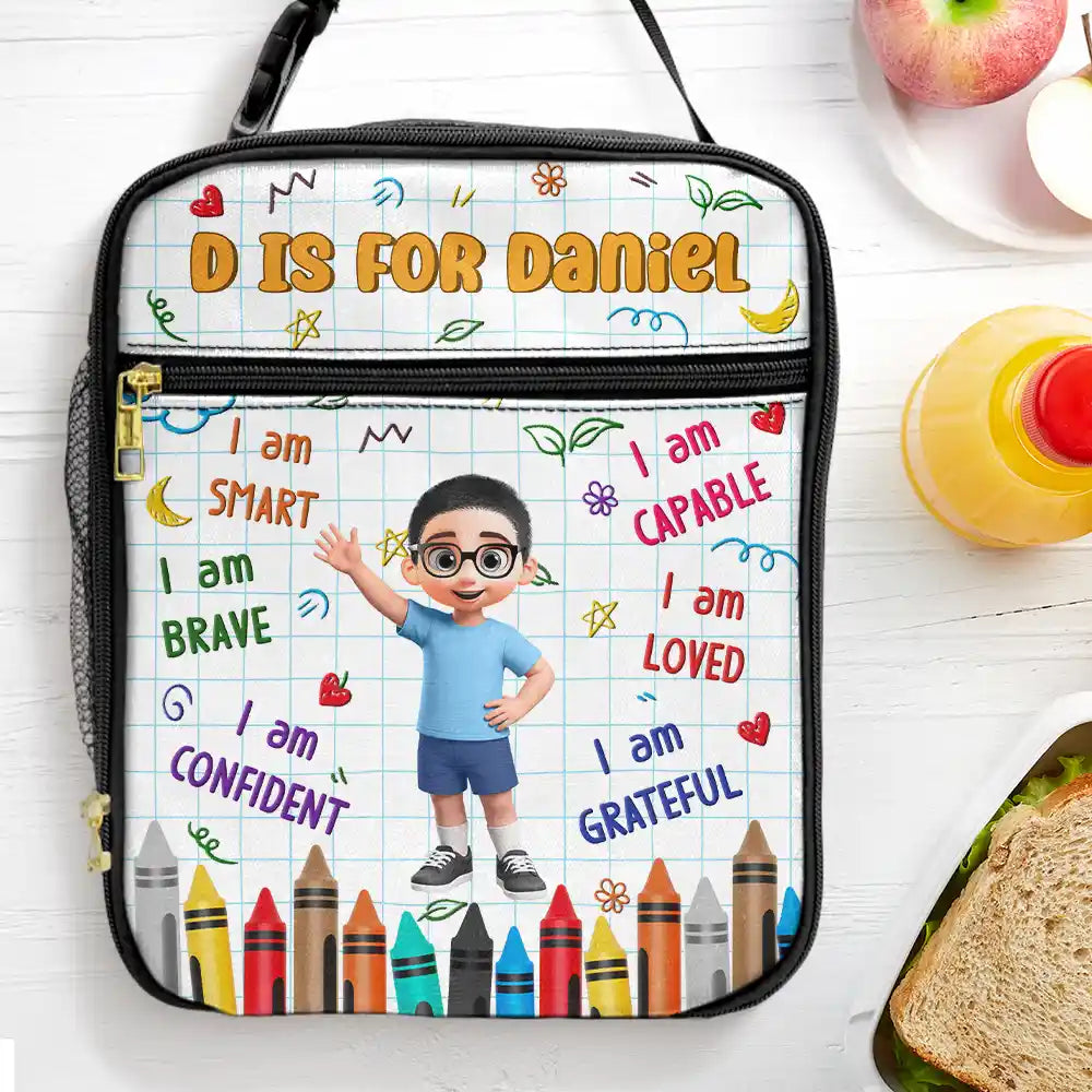 I Am Brave Kind & Smart - Personalized Kids Lunch Bag