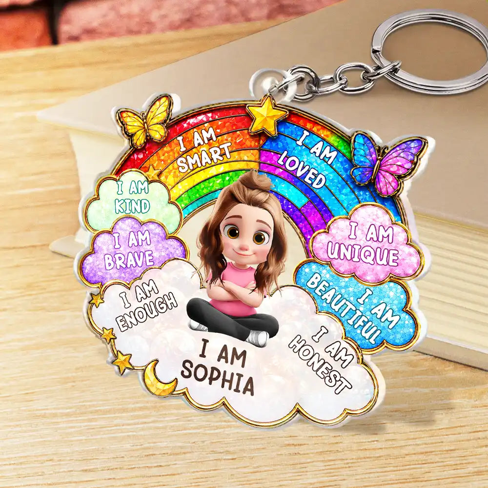 I Am Smart Kind Brave Butterfly - Personalized Acrylic Keychain