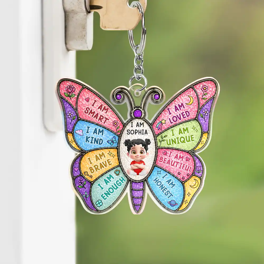 I Am Smart Kind Brave Butterfly - Personalized Acrylic Keychain