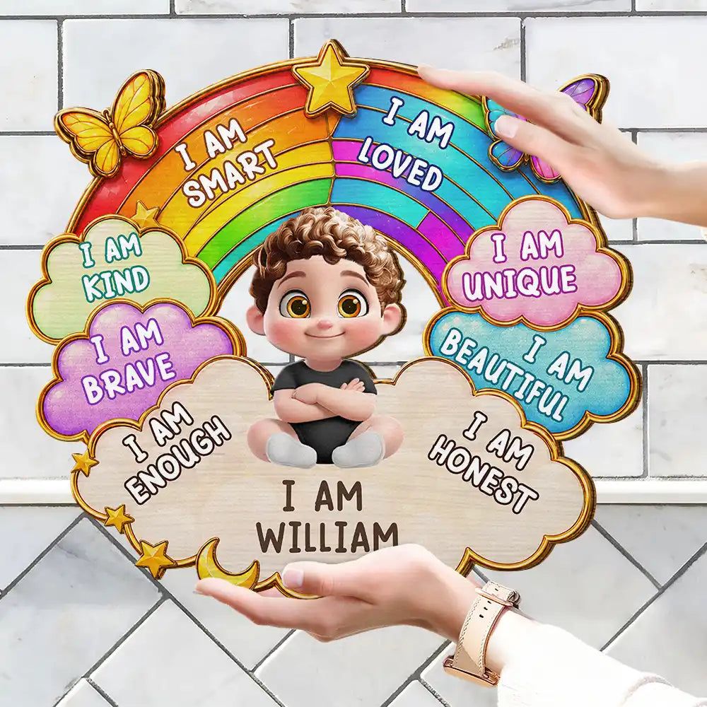 I Am Smart Kind Brave Butterfly - Personalized Custom Shaped Wood Sign