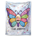 I Am Smart Kind Brave Butterfly Flower Rainbow - Personalized Fleece Blanket, Sherpa Blanket