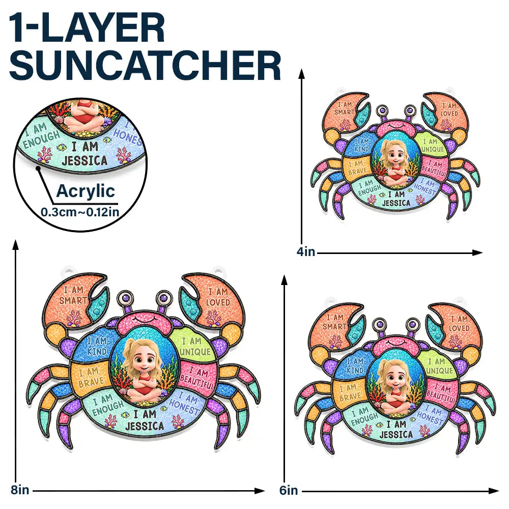 I Am Smart Kind Brave Crab Castle Boat - Personalized Window Hanging Suncatcher Ornament