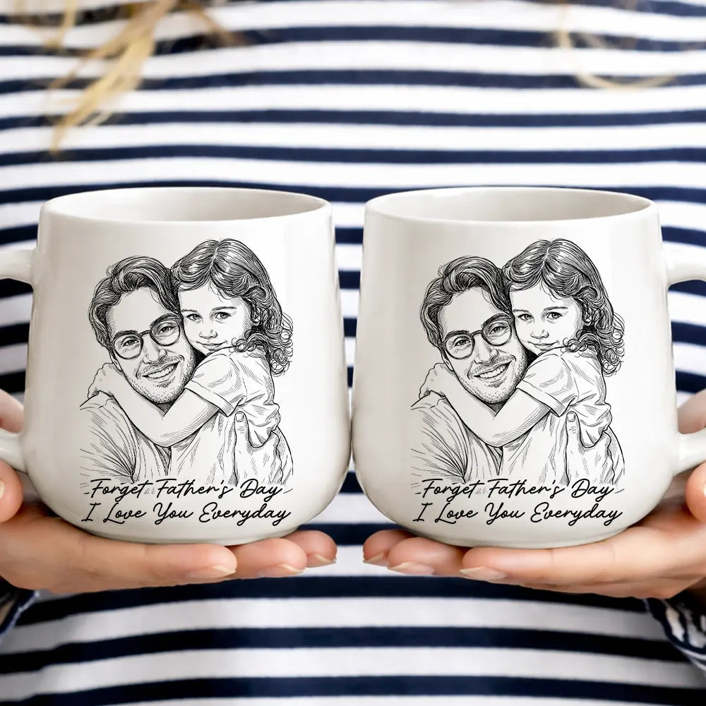 Custom Photo Pencil Sketch Best Dad Ever Dad Family Gift - Personalized Tapered Mug